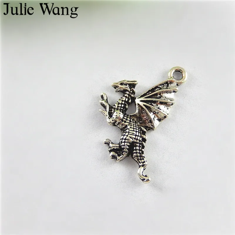 Подвески Julie Wang в виде дракона из сплава 20 шт. Античные Серебристые подвески для