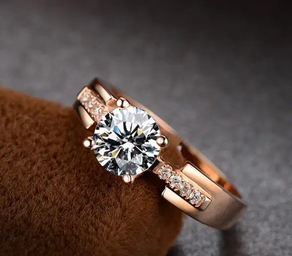 Кольца для Для женщин Тесты положительный 1 карат муассанит розовое золото