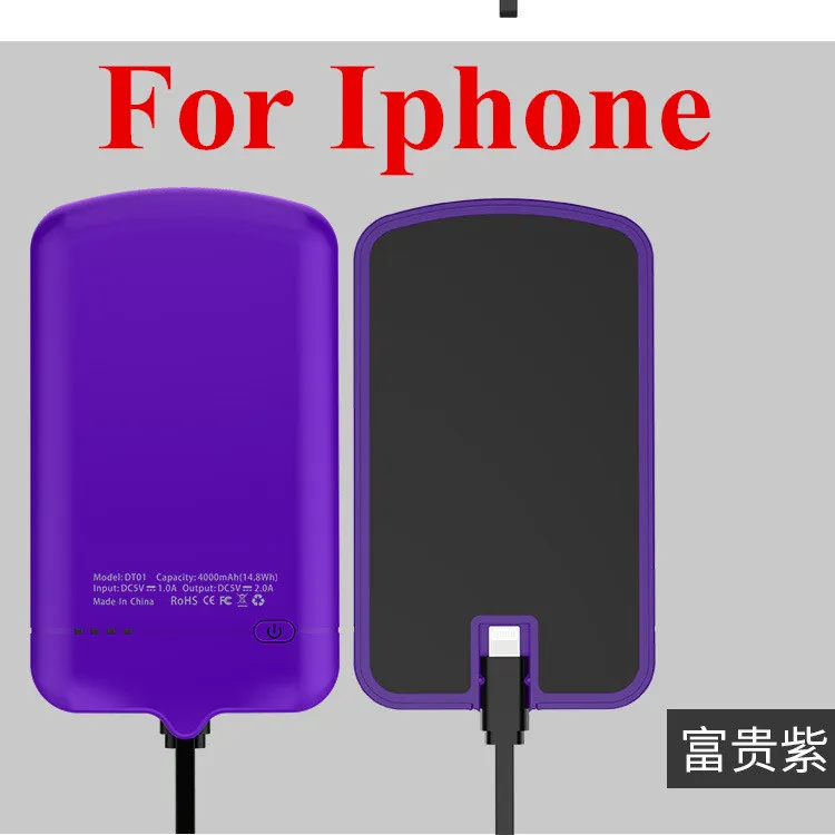 For Iphone 4000 мА/ч чехол для зарядки аккумулятора, внешний аккумулятор для Iphone, samsung, LG, sony, htc, Xiaomi, зарядное устройство, провод для телефонов Android, чехол для питания - Цвет: For Iphone