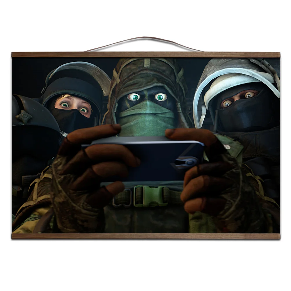 6 Радуга Six Siege игра плакат для HD холст живопись настенные картины для гостиной с твердой древесины подвесной свиток - Цвет: 6