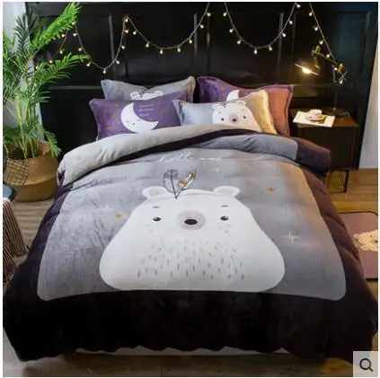 Фланелевый коричневый пододеяльник набор постельного белья королевского