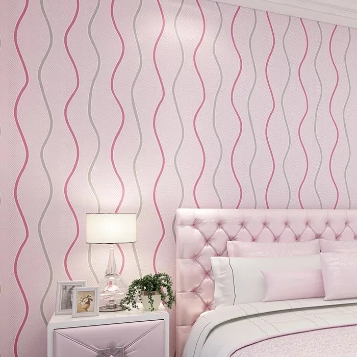 

Настенные 3d обои Bacaz Pink Cruve в полоску, рулон для стен, спальни, 3d обои в рулоне, 3d обои, 3d обои