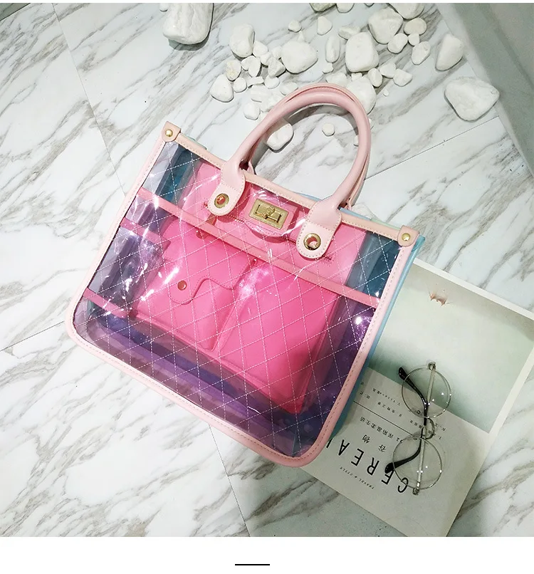 Пляжные сумки для женщин bolsos mujer de marca famosa пластиковая прозрачная Водонепроницаемая пляжная Праздничная модная сумка для девочек ME997