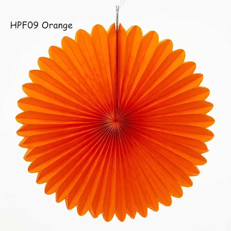 HPF09 Orange Смешанные размеры 6/8/10/12/14/16 дюймов веера из папиросной бумаги флюгеры висящие Свадебные Бумажные цветы День рождения Baby Shower Свадебные украшения - Цвет: HPF09 Orange