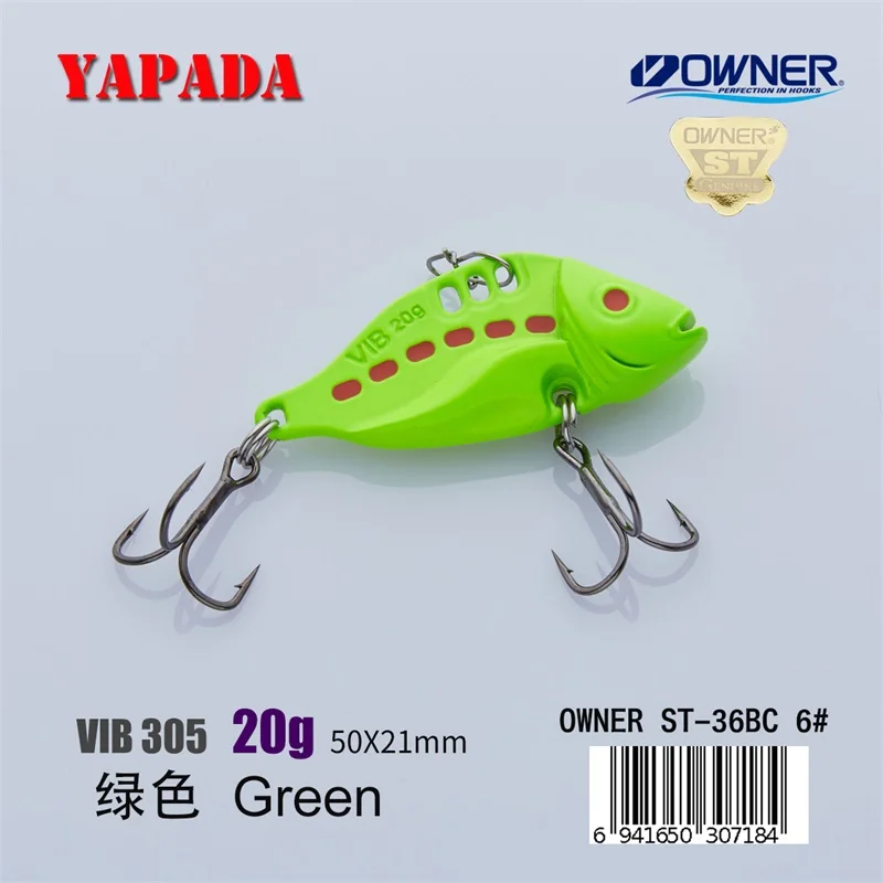 Green 20g YAPADA VIB 305 шесть точек 20 г/25 г владелец тройной крючок 50-53 мм перо многоцветный цинковый сплав Металл VIB рыболовные приманки бас - Цвет: Green 20g