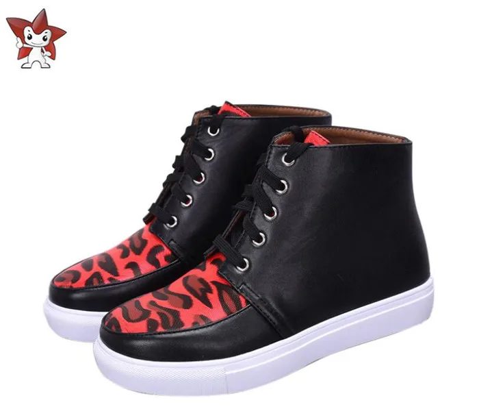 Yuri!!! on Ice Cosplay Shoes Plisetsky Yuri Red Leopard Print Lace up Sneakers Boots A525 | Тематическая одежда и униформа