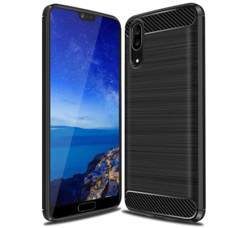Чехол для huawei P20 крышка из углеродного волокна Защита мягкий силиконовый задняя