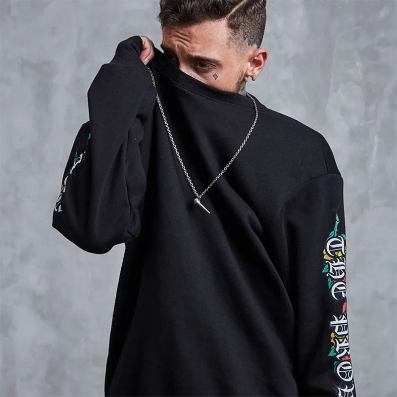 Осень Для мужчин пуловер с длинными рукавами принтом круглый вырез горловины