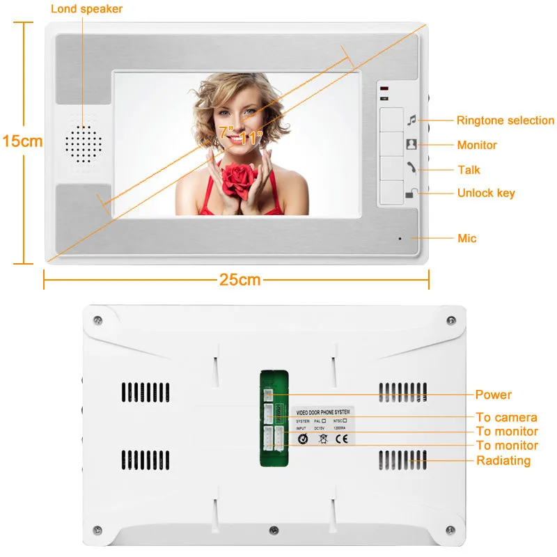 Проводная система видеодомофона tft LCD 7 дюймов для домашнего и внутреннего