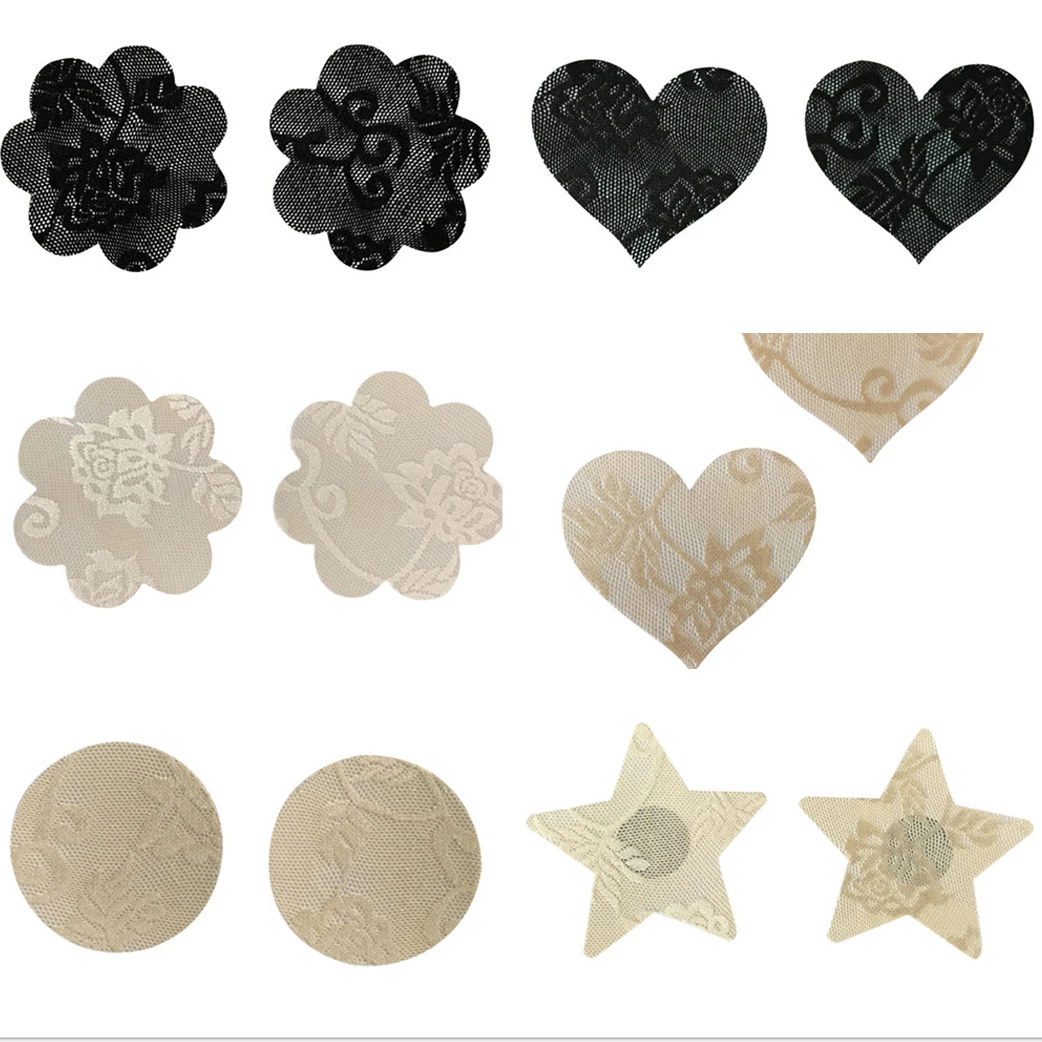 

10Pcs/5pairs Star Heart Lace Pads Body Breasts Stickers Women's Girl's Heart Adhesive Nipple Covers Disposable