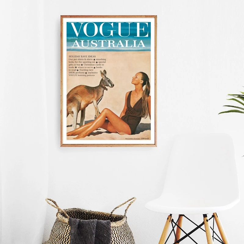 Vogue Cover Australia 1964 плакат и печать модная женщина кенгуру фотография холст живопись