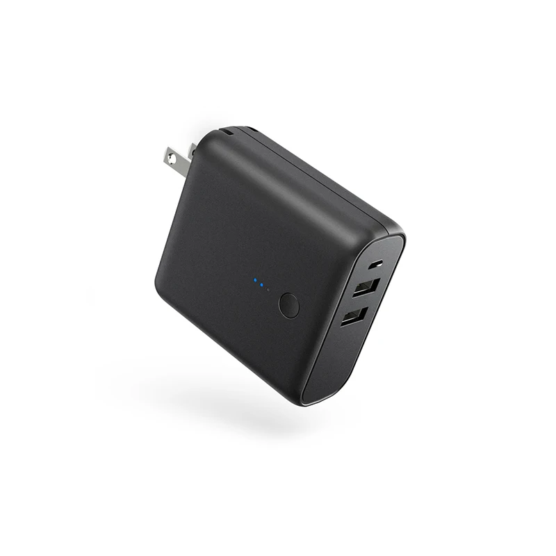 EU/US Foldable Plug 2 in 1 USB Charger Power Bank 5000mah Auto Power Off Fast Charging Powerbank Dual USB External Battery