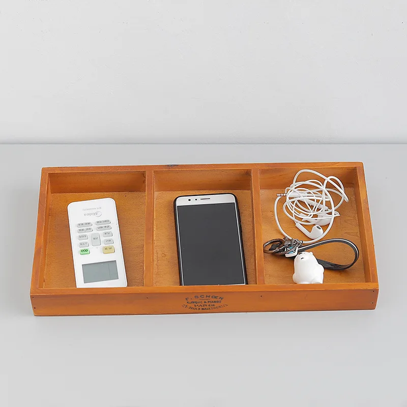 Креативные деревянные прямоугольные лотки для хранения Zakka многофункциональная