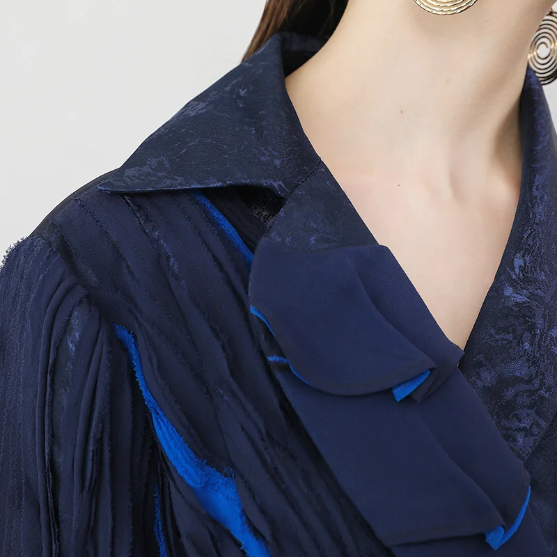 Voa шёлковый жаккардовый Тренч пальто ретро элегантное женское осень с длинным