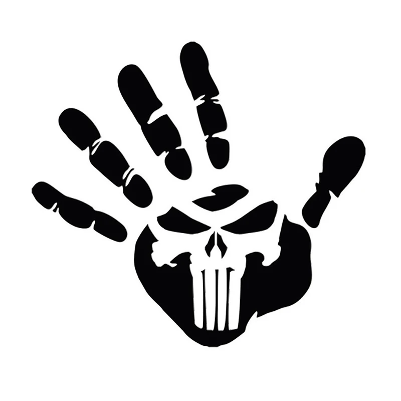 Personalized Custom Handprint Punishment Skull Car Stickers Interesting Styling Vinyl Decals 16.5*15.2CM Black Silver Laser | Автомобили и
