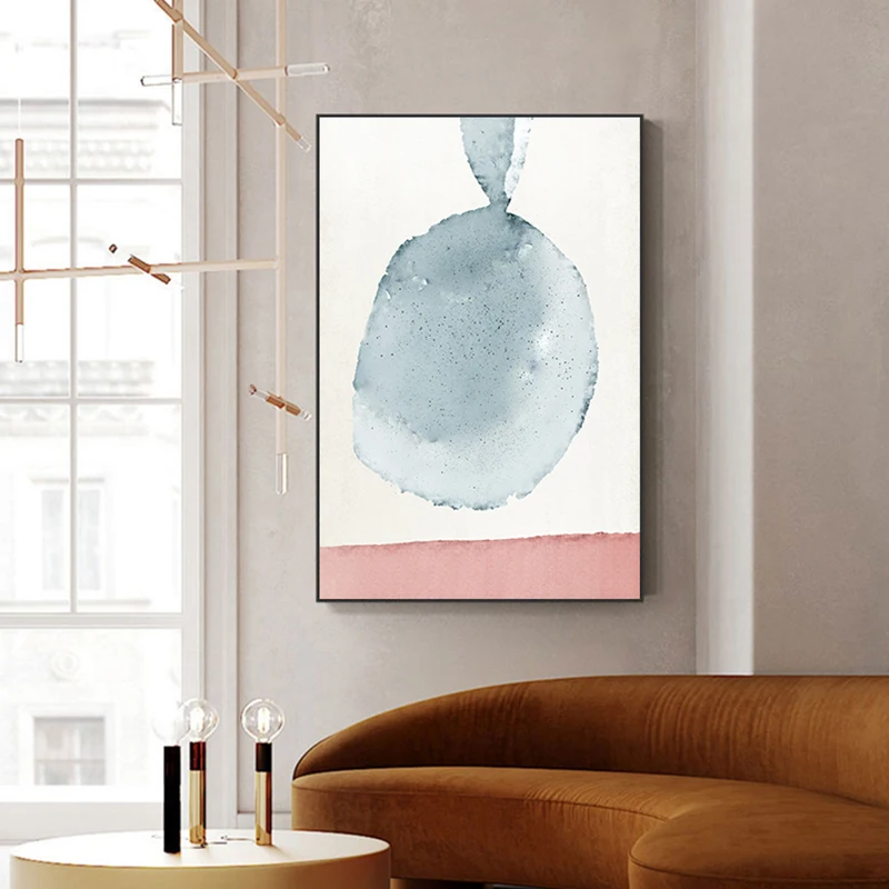 Абстрактный постер и печать на зеленой стене Скандинавская картина розово