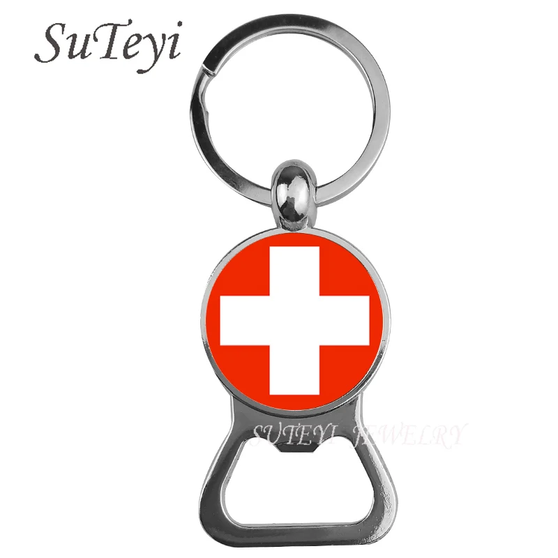 Ручная работа Швейцария Сан-Марино Словакия флаг стеклянная открывалка для