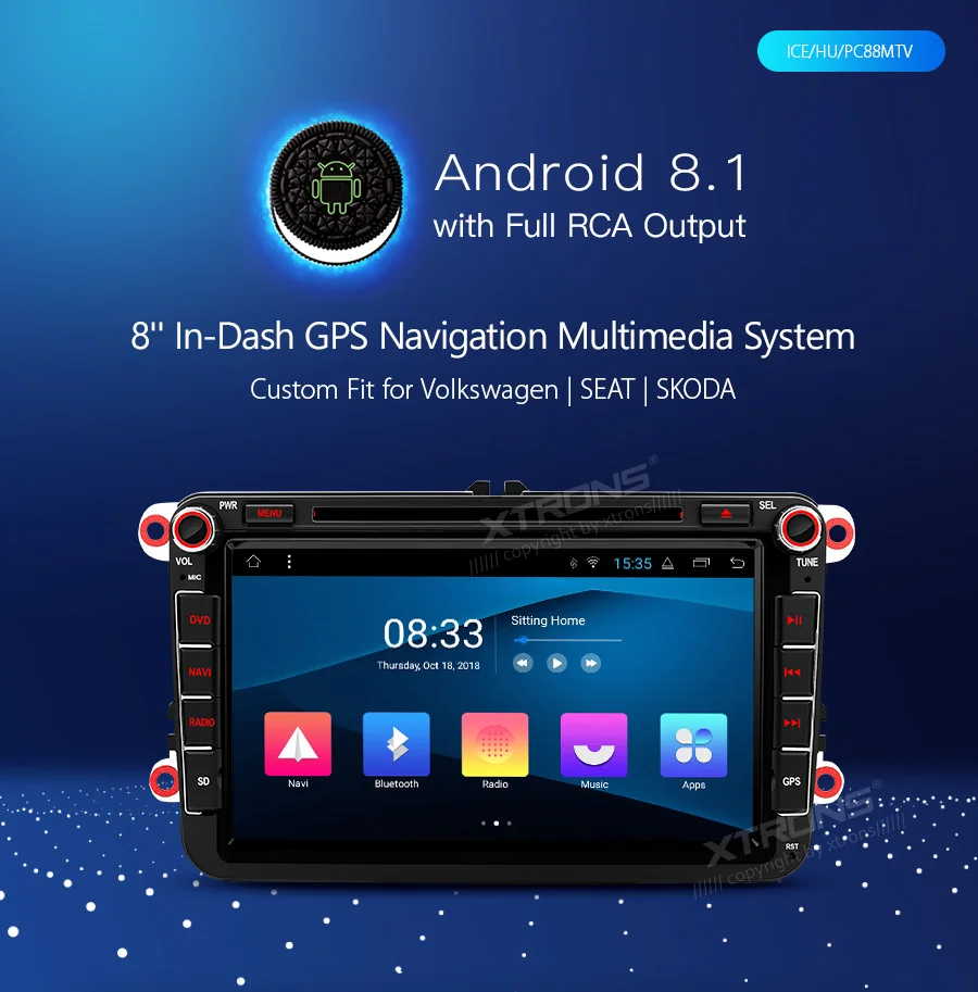 XTRONS " Android 8,1 автомобильный dvd-плеер gps для VW VOLKSWAGEN AMAROK Beetle Bora Caddy для сиденья для SKODA