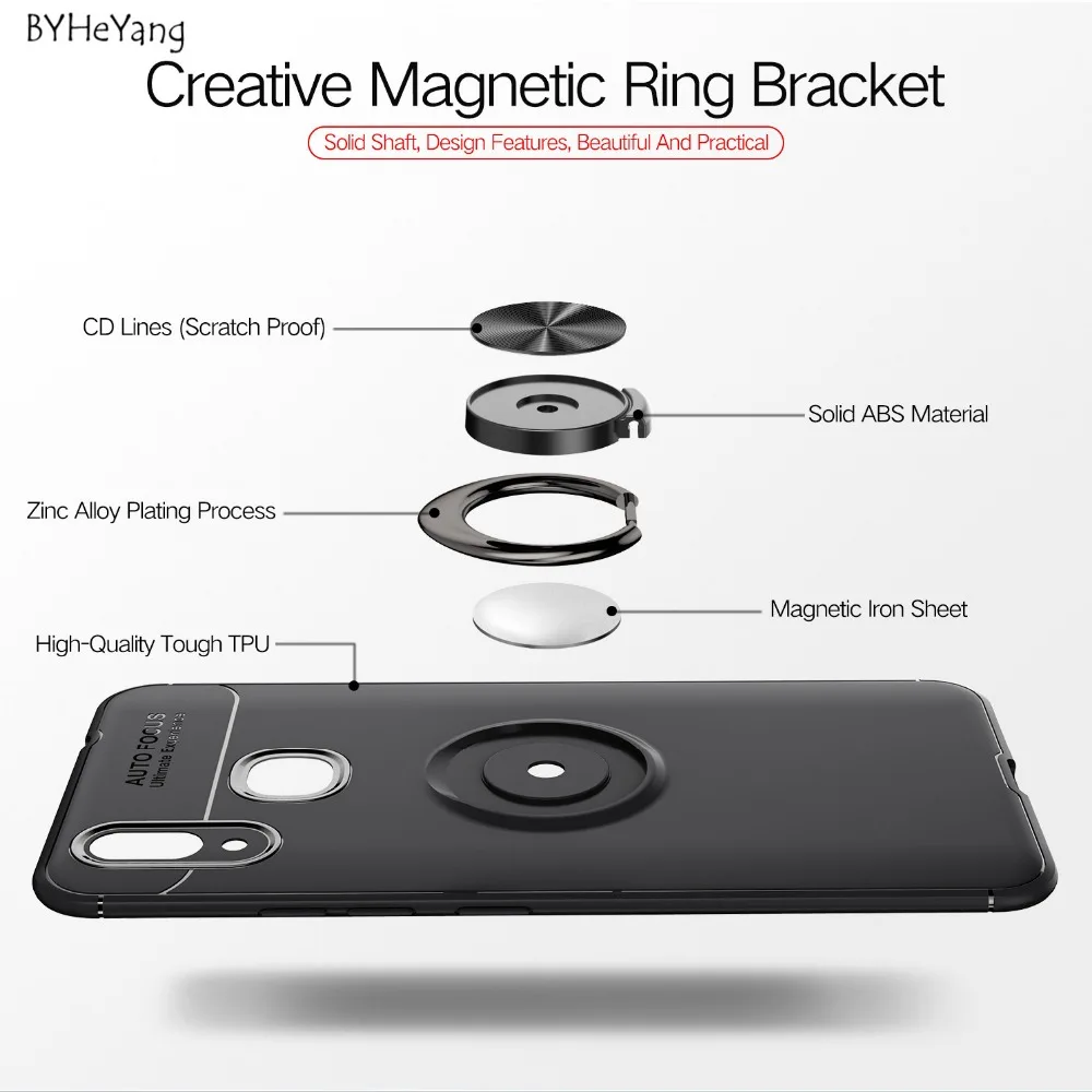 For Huawei Nova 3 Case for Fundas Car Holder Stand Magnetic Bracket Finger Ring TPU Cover |