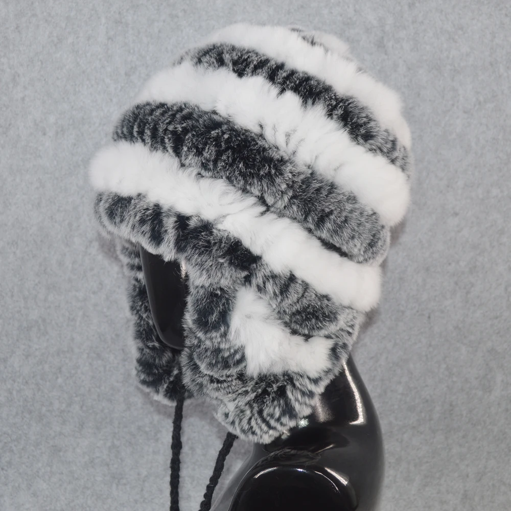 Уличные зимние женские из натуральной шапка меха кролика Рекс теплые мягкие