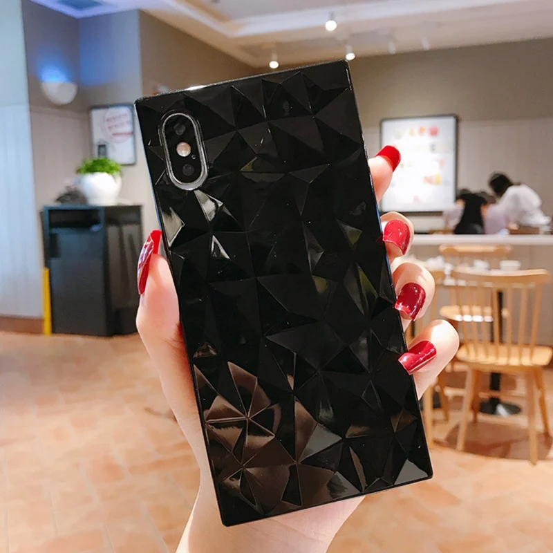 Diamond-shaped square diamond pattern all-inclusive anti-fall soft shell for iphone XS Max XR X 6 6S 7 8Plus |