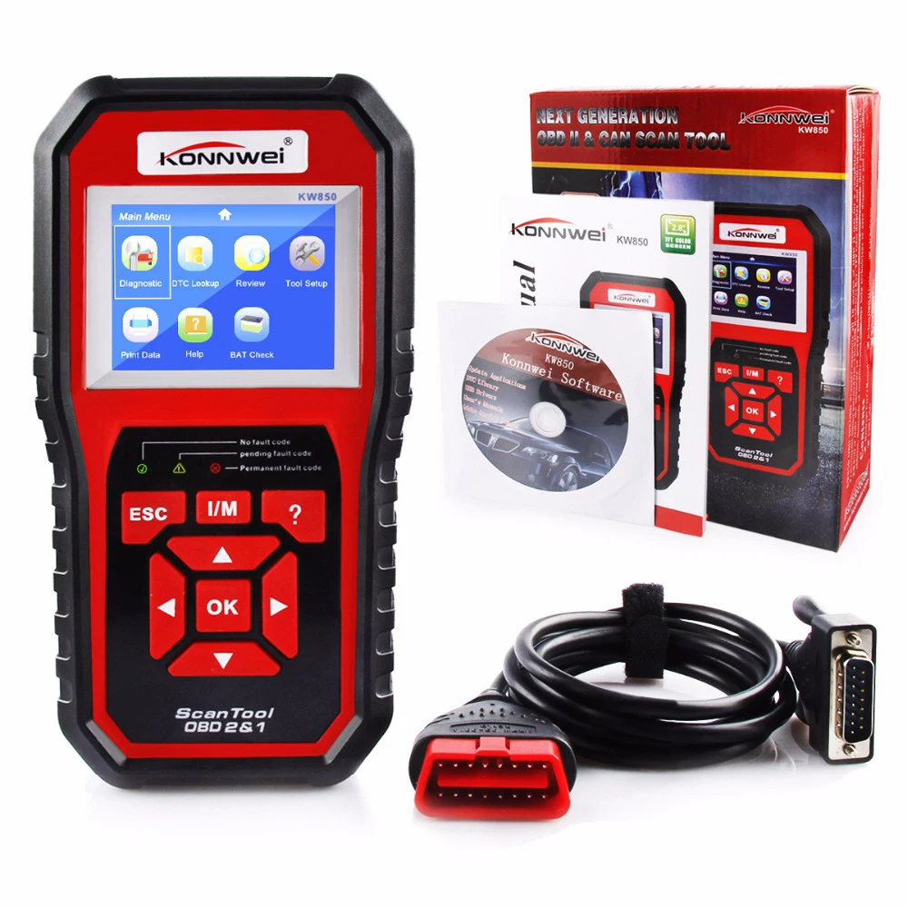 OBD2 автоматический сканер KONNWEI KW850 сканер универсальный считыватель кодов многоязычный диагностический инструмент OBD 2 автоматический сканер