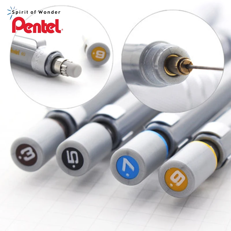4 перьев комплект Pentel Graphgear 500 разработки карандаш механический карандаш 0,3 0,5 0,7 0,9 мм PG513 PG515 PG517 PG519