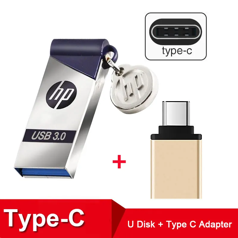 x715w plus Type-C hp USB флеш-накопитель 16 ГБ 32 ГБ 64 Гб металл x715w USB3.0 Флешка карта памяти плюс OTG DJ Флешка usb 64 ГБ - Цвет: x715w plus Type-C
