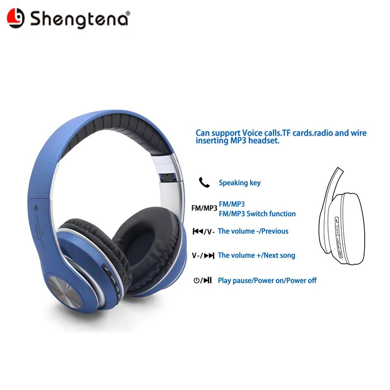 Shengtena Беспроводной гарнитура Bluetooth наушники складные С микрофоном Поддержка TF