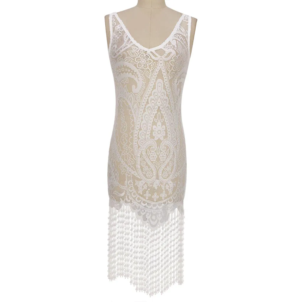 Летнее платье без рукавов с v образным вырезом кружевное Сетчатое Сексуальное