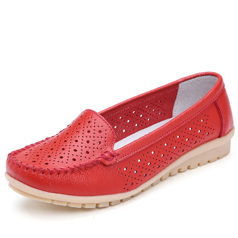 Red Naked Shoes Ariari/Летняя женская обувь на плоской подошве; женская обувь для вождения из натуральной кожи; женские балетки; Лоферы без шнуровки; Мокасины ярких цветов - Цвет: Red Naked Shoes