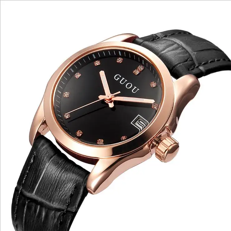 Relogio Feminino GUOU Брендовые женские часы Топ Роскошные часы с бриллиантами модные современные кожаные женские часы relogio Reloj Mujer