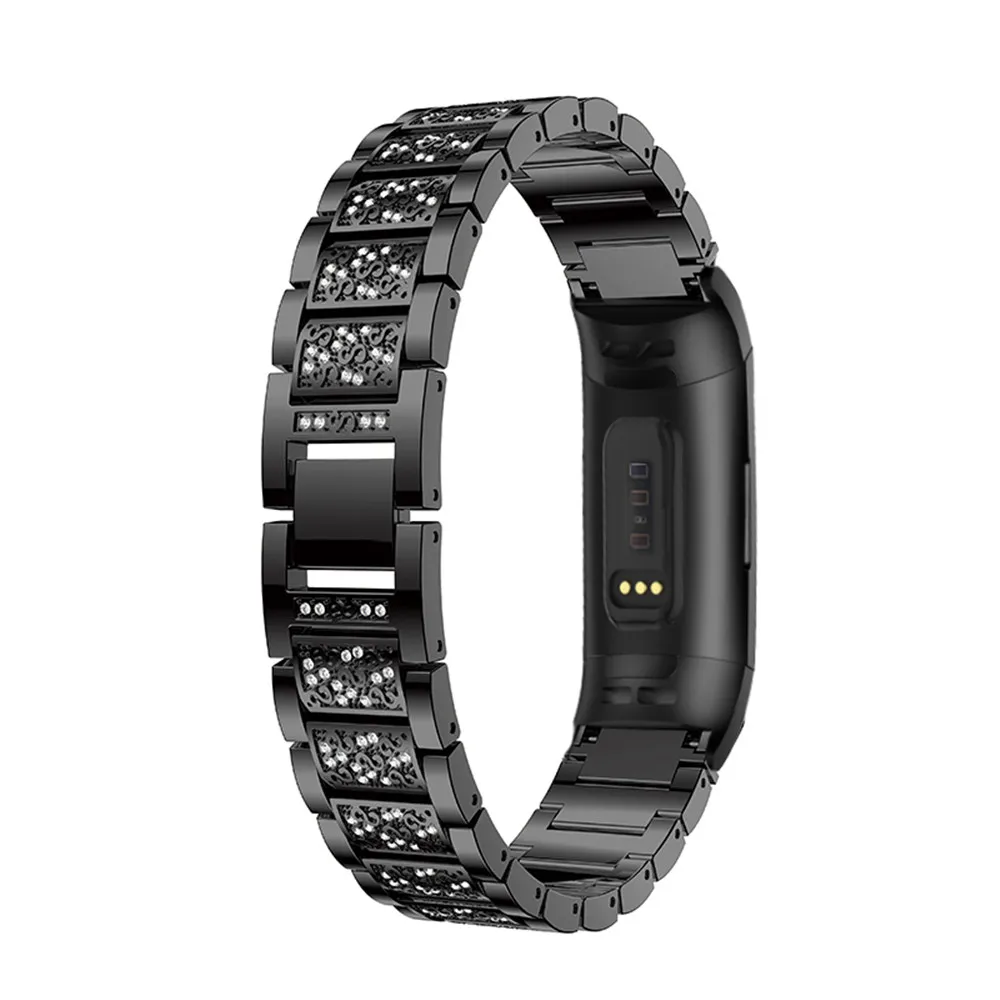 Хрустальные стразы ремешок для часов браслет из нержавеющей стали Fitbit Charge 3