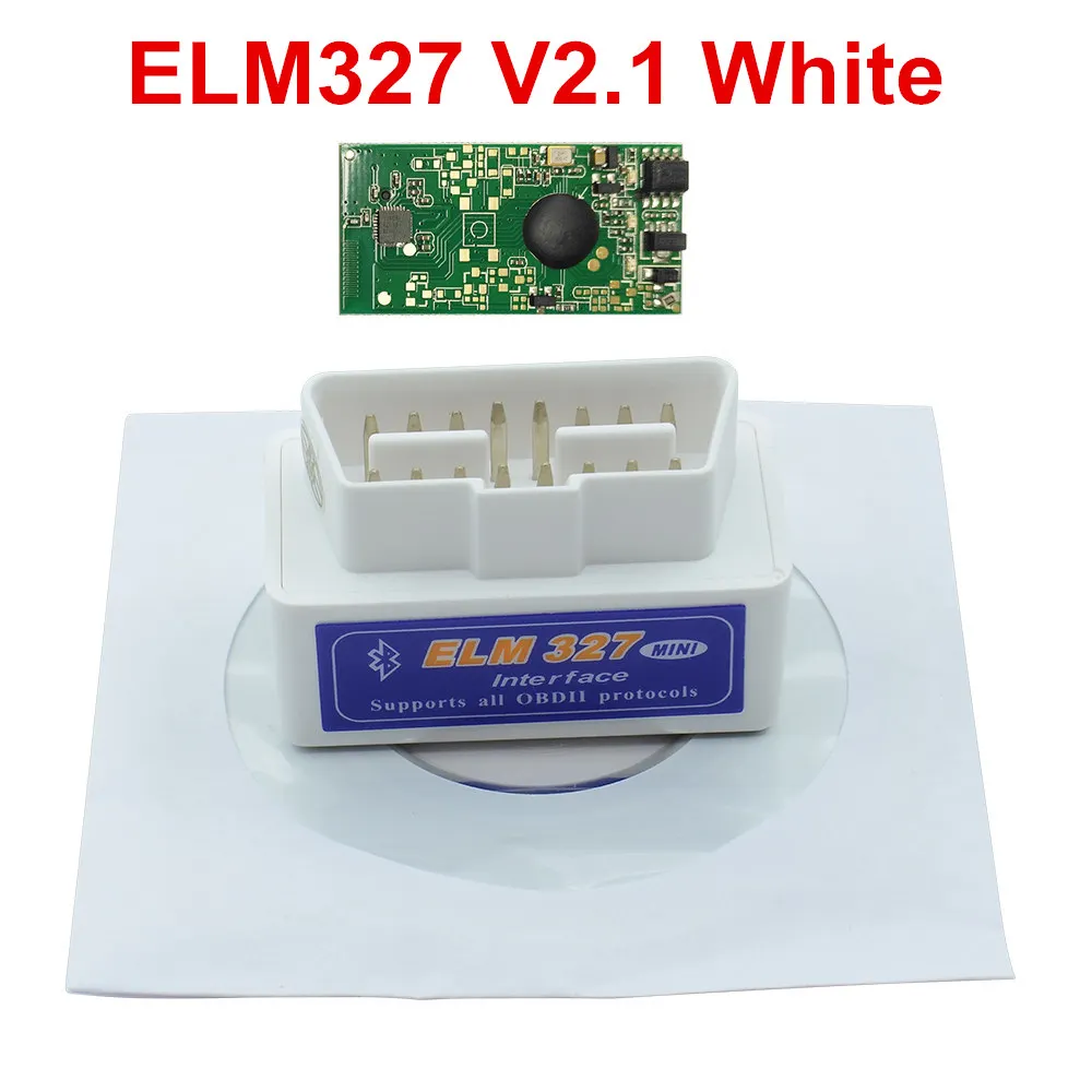 ELM327 V2.1 White ELM327 V1.5 Bluetooth с чипом PIC18F25K80 OBD2 адаптеры для бортовой диагностики, версия II сканер для Android/PC Поддержка OBD2 протоколы+ ELM327 v2.1 - Цвет: ELM327 V2.1 White