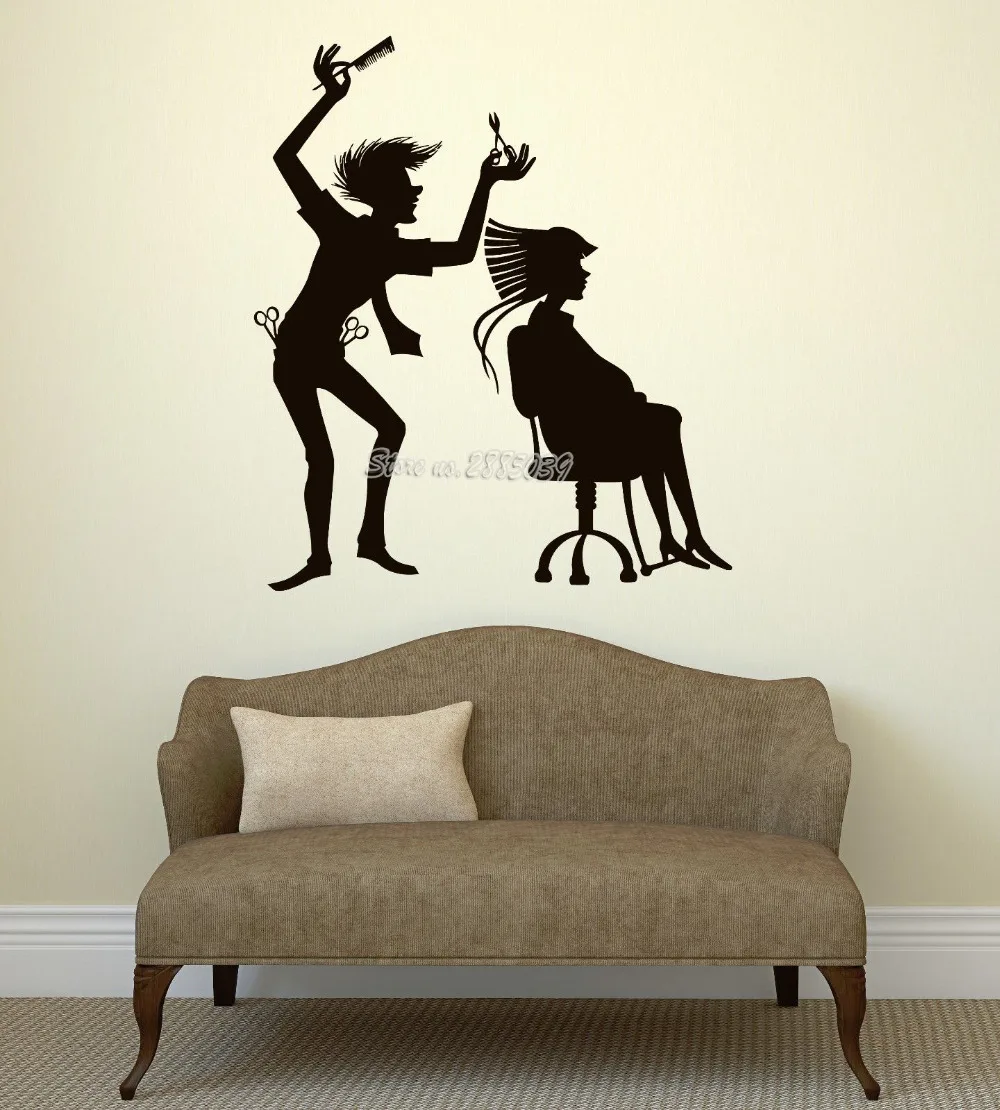 

Современные настенные наклейки парикмахерский Декор Красота волос для стилистов и парикмахеров виниловые Съемные водостойкие наклейки де...