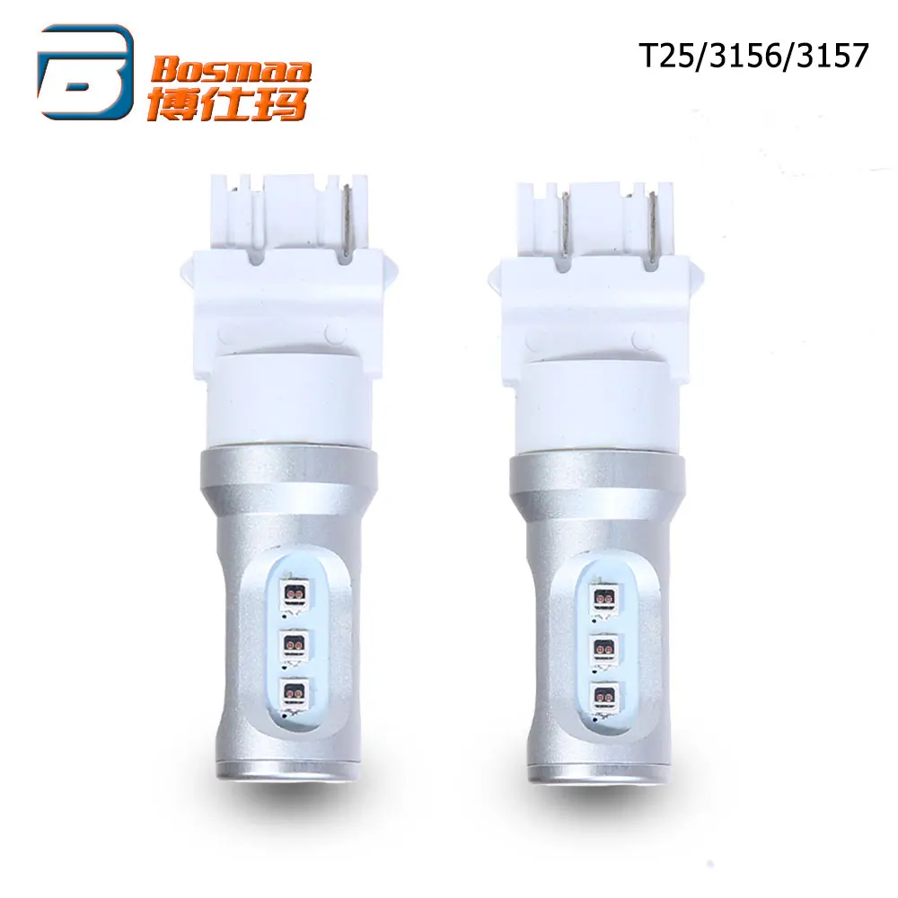 

Bosmaa 2PCS 3156/3157 P27W T25 w/ 3030 chips High Power Backup lights Turn Signals Driving Lamp Reverse Led Car Bulbs