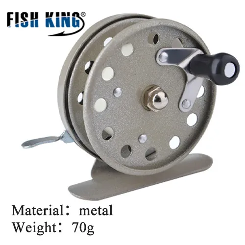 Черный FISH KING зимняя удочка для подледной рыбалки 50/75 см, 2 секции, удочки с катушкой для рыболовного колеса, снасти - Цвет: Черный