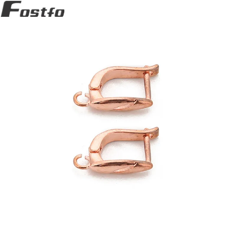 rose gold Fostfo 10 шт./лот 10*19 мм u-образный саржевый узор серьги крючок без пирсинга клипсы застежка подходит для женщин DIY серьги аксессуары для изготовления - Цвет: rose gold