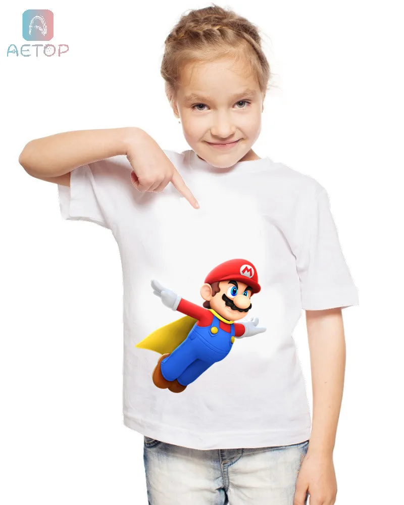 Новая забавная футболка Super Mario 020 Kingdom Детская летняя Милая одежда топы для