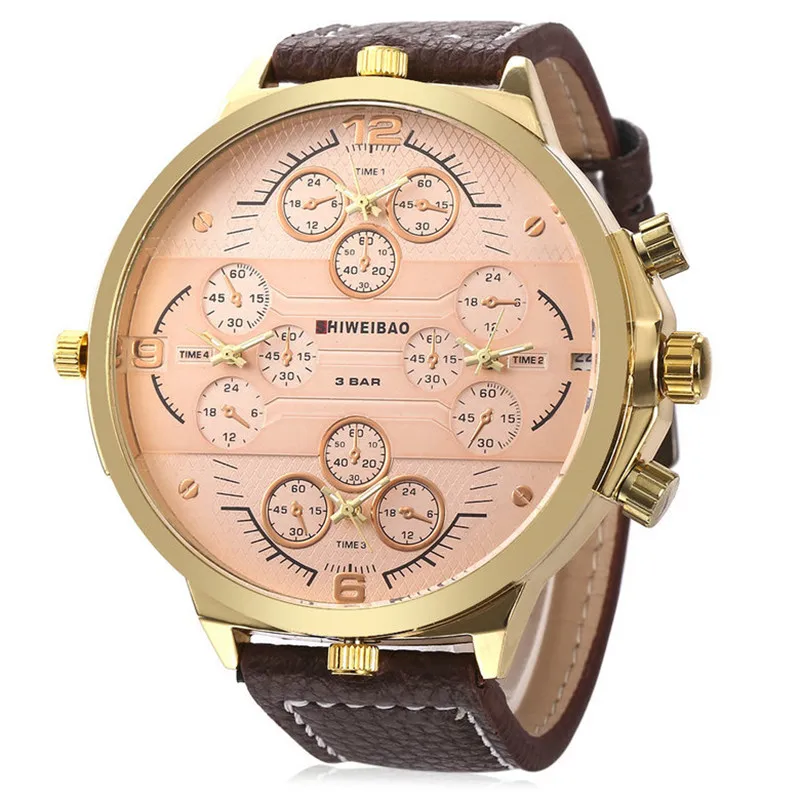 57MM big size Men Watch Luxury Brand Casual Quartz Wristwatches Four Time Zones Military Relogio Masculino Clock Male | Наручные часы