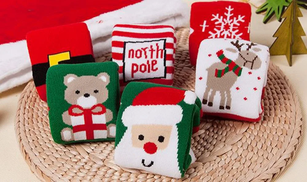 Free Shipping+Wholesale Baby Winter Warm Christmas Soft Cotton Blend Santa Claus Deer Socks Xmas 300pairs/lot | Женская одежда
