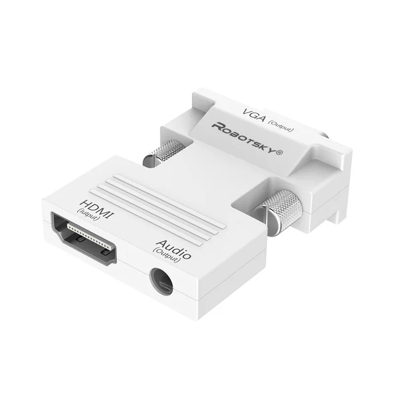Urgrico 1080P HDMI в VGA адаптер папа в Famale HDMI VGA конвертер адаптер в аналоговые аудио и видео для ПК ноутбук ТВ коробка проектор - Цвет: White