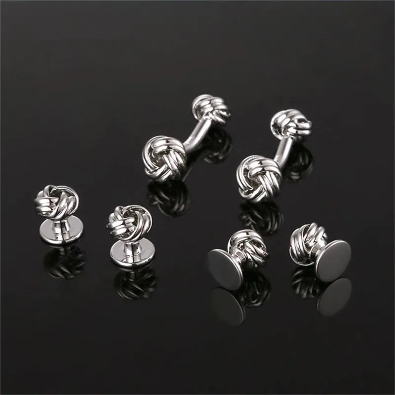 Silver Julie Wang 6 шт./компл. высококлассные импортные запонки закрученная форма манжеты кнопки креативные запонки бренд свадебный подарок аксессуар для мужчин - Окраска металла: Silver