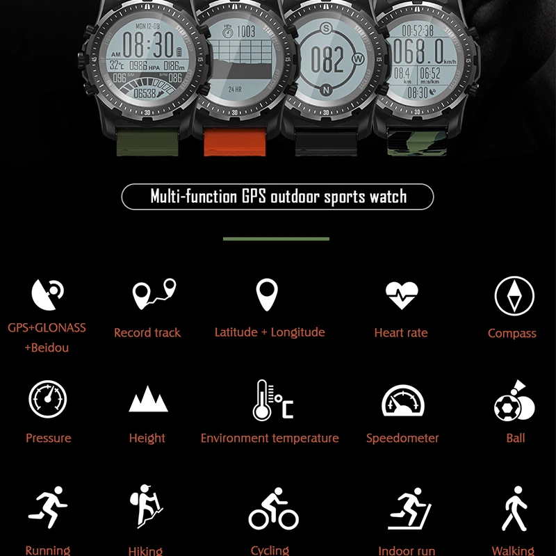 2018 Новое Поступление Смарт-часы для мужчин GPS мониторинг сердечного ритма