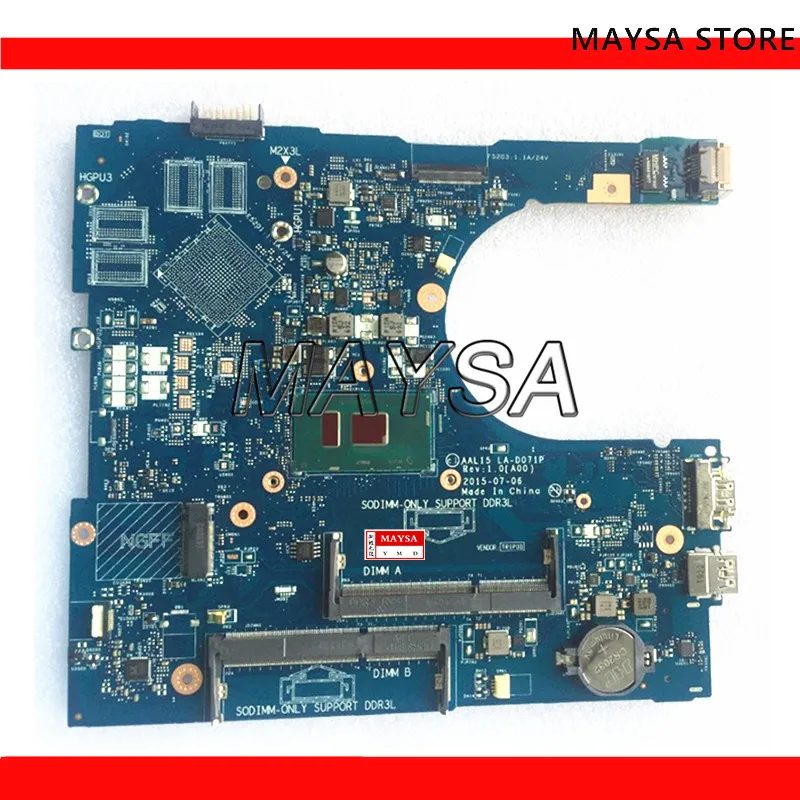 

KEFU CN-0PW46V PW46V FOR Dell INSPIRON 15 5559 Laptop Motherboard AAL15 LA-D071P REV:1.0(A00) SR2EV(3855U) DDR3L mainboard