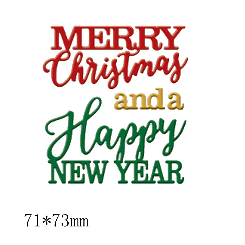 

Merry Christmas Happy NEW YEAR Metal Cutting Dies Stencils DIY Scrapbooking Album Paper Cards Craft Embossing Word Dies