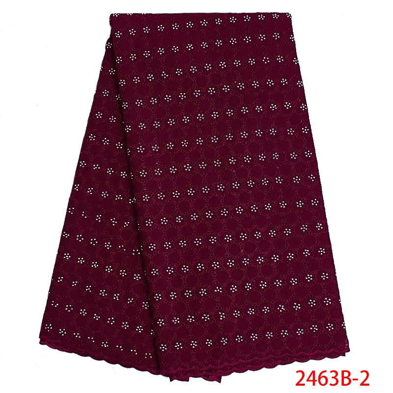 2019 Latest Nigeria Swiss Laces High Quality Voile in Switzerland African Cotton with Stones for Wedding KS2463B-4 | Аксессуары для