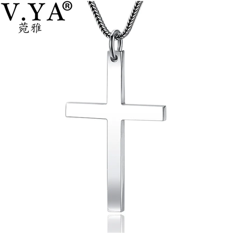 V. YA 925 пробы, серебряное ожерелье с крестом, подвеска для мужчин, для мальчиков, 4,5 см, классический крест, подвески, колье, мужские серебряные ювелирные изделия