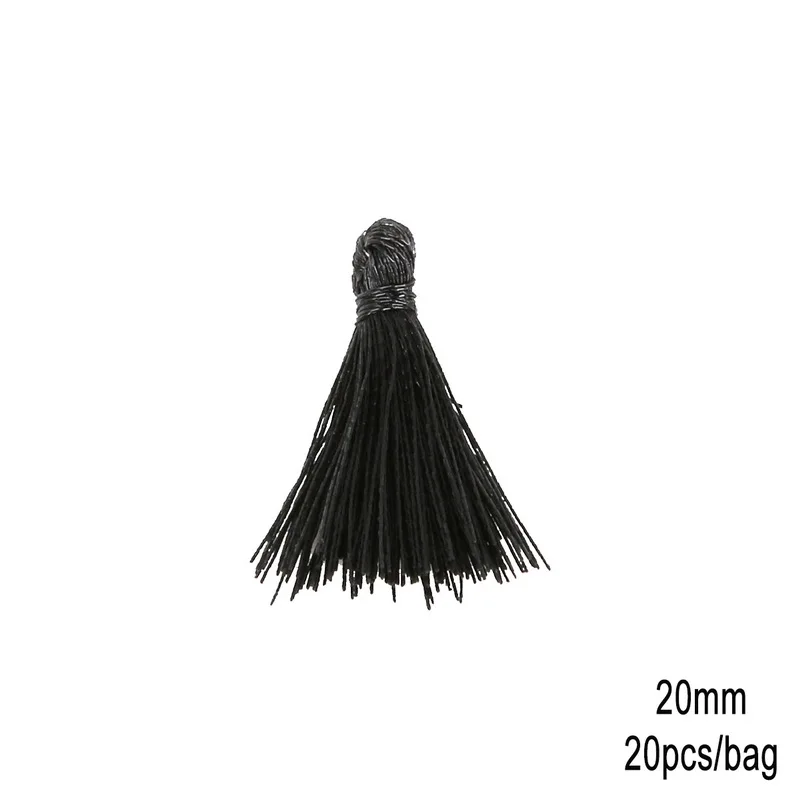 20mm Black 20 шт Разноцветные Мини кисточки бахрома кулон DIY 15 мм 20 мм вечерние шнуры кисточка отделка одежды шторы украшения кисточки кружево - Цвет: 20mm Black