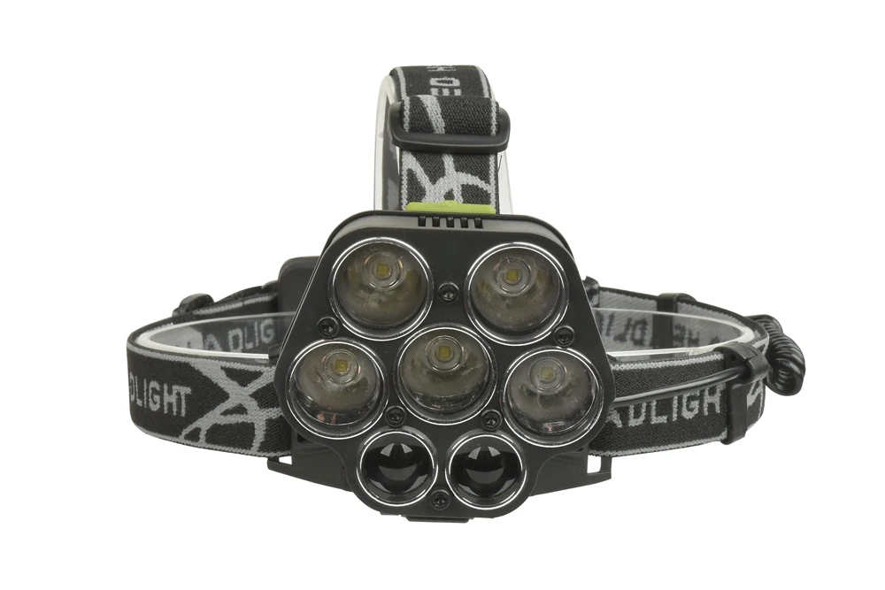 USB перезаряжаемая фара светодиодный супер яркий CREE XML-5* T6 7 светодиодный налобный фонарь красный Головной фонарь 20000 люмен светодиодный фонарик 2*18650